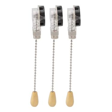 Imagem de Akozon 3pcs Pull Chain Switch para Ventiladores e Luzes de Teto - Interruptor de Lâmpada de Ventilador de Teto à Prova de Ferrugem (Cromo)