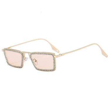Imagem de Óculos de sol femininos com armação pequena, armação retangular de cristal e strass, 8, BH01