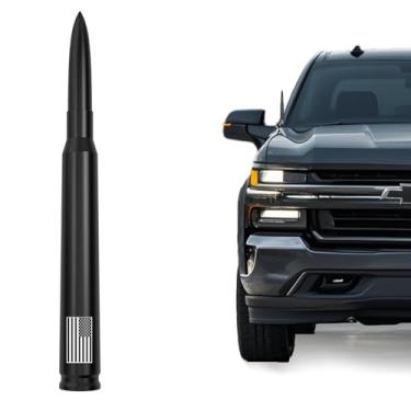 Imagem de Antena de bala de carro com bandeira americana para GM Chevy Silverado GMC Sierra 1500 2500 3500 HD Avalanche Denali, design antifurto e seguro para lavagem de carro, acessórios de caminhonete (preto