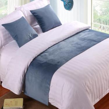 Imagem de Lenço de corredor de cama de veludo macio cachecol colcha de cama de luxo protetor de cama para quarto hotel decorativo para pé da cama queen king size toalha de cama azul-3||50 x 240 cm para cama de
