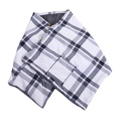 Imagem de Fockety Xale aquecido portátil, 160 x 60 cm, 3 configurações de aquecimento, tecido veludo macio e agradável à pele, cobertor elétrico USB camada dupla para (Xadrez branco cinza)