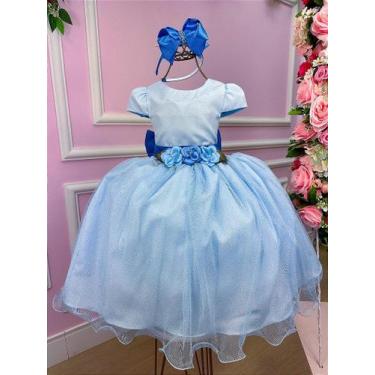 Imagem de Vestido Infantil Daminha Midi Flores Azul Bebe - Fabuloso Ateliê, 16, 