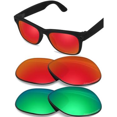 Imagem de BLAZERBUCK Lentes de reposição polarizadas anti-sal para RayBan Meta Wayfarer RW4008 53 mm - Vermelho fogo e verde esmeralda