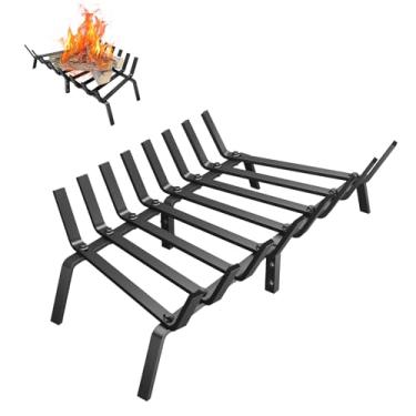 Imagem de Grelha de lareira, suporte sólido de tronco de lareira de 68,5 cm, grade de fogo de lenha de ferro fundido resistente para lareira acessórios internos