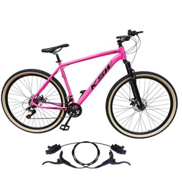 Imagem de Bicicleta Aro 29 Ksw Adulto 21 velocidades Suspensão Dianteira 80mm Pneu Faixa Amarelo Freio Hidraulico (ROSA/PRETO, 17)
