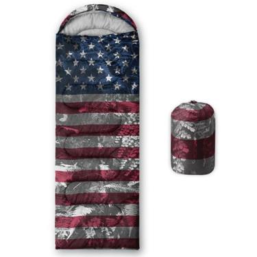 Imagem de lneffble Saco de dormir com bandeira americana, adequado para crianças, meninos e meninas, adolescentes, portátil, impermeável, compacto e leve, ótimo para acampamento ao ar livre, mochila e caminhada
