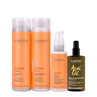 Imagem de Kit Cadiveu Professional Bye Bye Frizz Shampoo Condicionador Leave-in e Açaí Oil 60 (4 produtos)