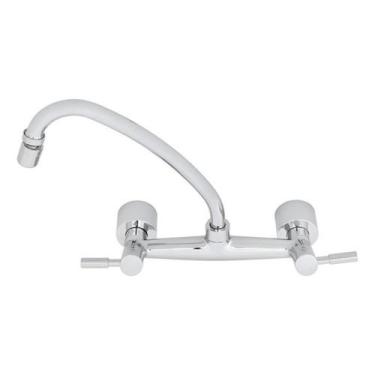 Imagem de Torneira Misturador Parede Cozinha Bica Alta Cromada Delinia