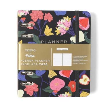 Imagem de AGENDA PLANNER ARGOLADO 2026 DOCE FLORADA SEMANAL A6 PRETO