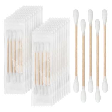 Imagem de Cotonetes de algodão a granel, tamanho de viagem, cotonetes de algodão de ponta dupla embalados individualmente. Ideal para limpeza de orelhas, aplicação de maquiagem, hotéis e viagens (5 cotonetes