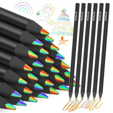 Imagem de Shuttle Art Pacote com 120 lápis de arco-íris em massa, 7 cores em 1 lápis de cor arco-íris, pré-afiados, resistentes à quebra para crianças e adultos, colorir, desenhar, esboçar, rabiscar, presentes