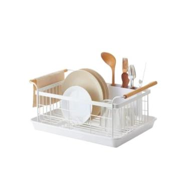 Imagem de Rack Preto Escorredor Organizador De Louças Moderno Pratico Bandeja Bamboo Porta Talheres(ESC37-B)