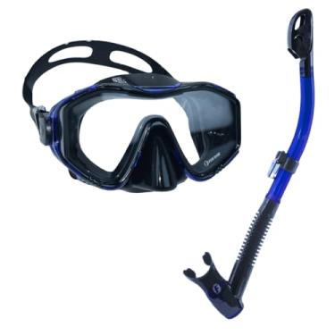 Imagem de Fun Dive Kit Máscara de Mergulho Sunset com Snorkel SK-DRY, Silicone, Lente Temperada, Sistema Dry Top, para Mergulho e Snorkeling (Preto/Azul)