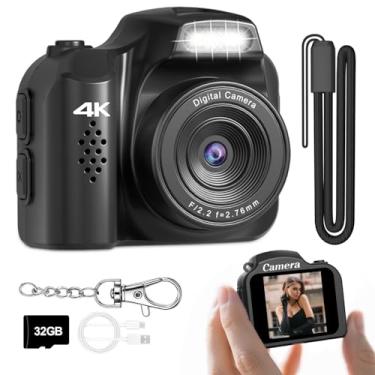 Imagem de Mini chaveiro câmera 4K 64MP gravador de vídeo digital com filtros, cartão micro SD de 32 GB, tipo C, alça, chaveiro, câmera de viagem de bolso para vlogging, estudo, atividades ao ar livre, crianças