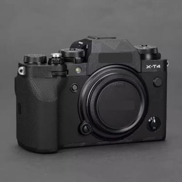 Imagem de X-T4 Adesivo de capa de câmera para FujiFilm X-T4 protetor de câmera película protetora anti-arranhões decoração XT4 (fibra de carbono preta)