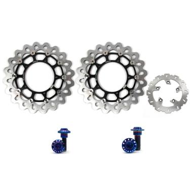 Imagem de Arashi Discos de freio dianteiros traseiros rotores com parafusos de montagem para Yamaha FZ1 2006-2014, FZ1 Fazer ABS 2007-2012, peças de acessórios de reposição de motocicleta