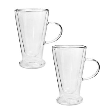 Imagem de Jogo De Canecas De Vidro Parede Dupla 385ml 02 Peças