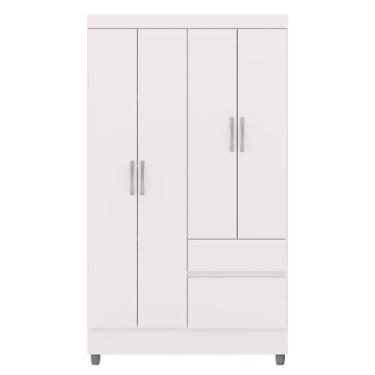 Imagem de Guarda-Roupa Solteiro 4 Portas 2 Gavetas com Pés Ideval Branco/Camarim