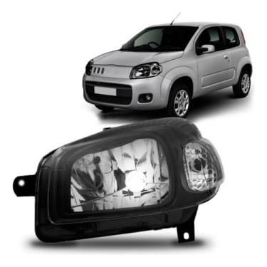 Imagem de Farol Dianteiro Black Uno Vivace 2011 a 2014 Fiorino 2011 a 2021 Lado Esquerdo Motorista Original com Acabamento Preto Acrílico Resistente