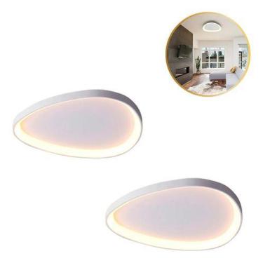 Imagem de Kit 2 Plafon Sobrepor Led 28w Lustre Seixos 3000k 42x42cm - Opus, 127/