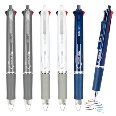 Imagem de M&G Canetas esferográficas multicoloridas, 4 em 1, coloridas retráteis, ponta fina, 0,7 mm, canetas esferográficas sortidas de 4 cores, escrita suave para diário, escritório, escola, mulheres, homens,