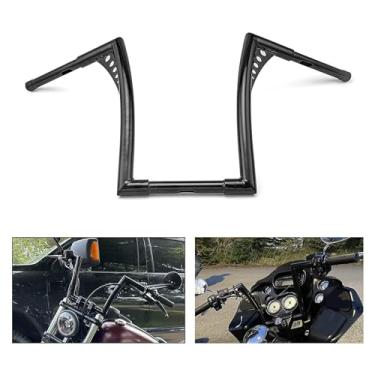 Imagem de WSays guidão preto de 30 cm, barra de diâmetro de 3,8 cm para Harley Sportster XL 1200 883 Dyna Softail Touring Road Glide Road King Modelos