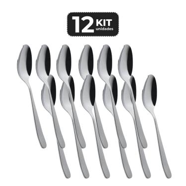 Imagem de Kit 12 Colher De Mesa Inox Acabamento Brilho