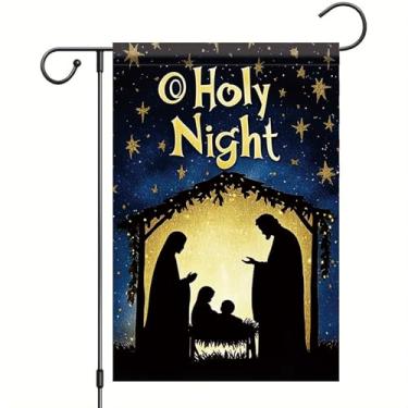 Imagem de Saoplasa Bandeira de jardim de Natal 30,5 x 45,7 cm O Presépio de Noite Santa com Maria José e o bebê Jesus Faixa de gramado para varanda para decoração de casa sazonal de férias