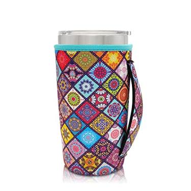 Imagem de Capa de copo com isolamento de neoprene compatível com copo de 590 ml, YETI Rambler de 590 ml, SUNWILL, RTIC, Trenta, a maioria das xícaras de café geladas (Mandala)