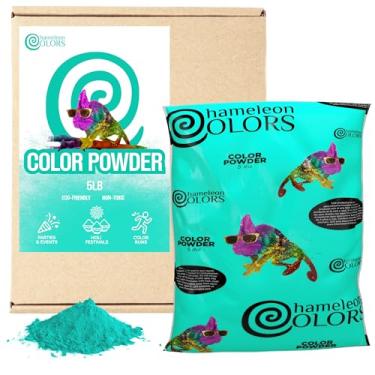 Imagem de Chameleon Colors Pó colorido de 2,3 kg - 1 pacote - Cor Aqua vibrante - Para 3-5 pessoas - Não tóxico e sem glúten - Ótimo para Holi, Color Wars, Fun Run, Revelação de Gênero, Acampamento de Verão e