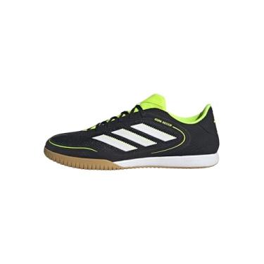 Imagem de adidas Tênis unissex adulto Copa Court League Indoor, preto/branco/limão lúcido, 14.5 Women/13.5 Men