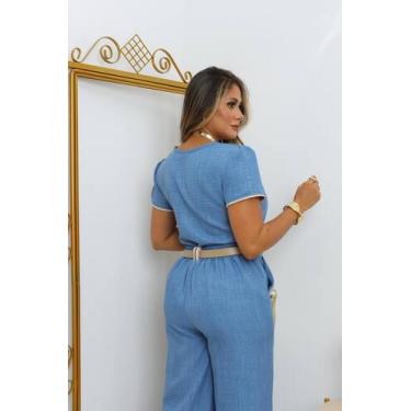 Imagem de Conjunto  de pantalona  com detalhe de vies na blusa e no bolso - filo