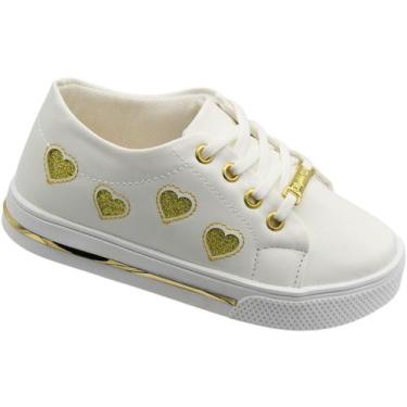 Imagem de Tênis Casual Infantil Sophia Almeida Coração Menina, Branco, 33