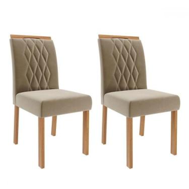 Imagem de Cadeiras Kit 2 Cadeiras Juliana Wood Suede Madeira/Joli - Cimol, Bege 
