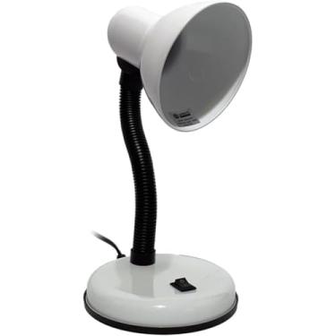 Imagem de Luminária de Mesa Articulada com Garra e Base Abajur para Escritório Quarto e Estudo Preto Branco ou Rosa Bivolt 110V/220V (Branco 28cm)