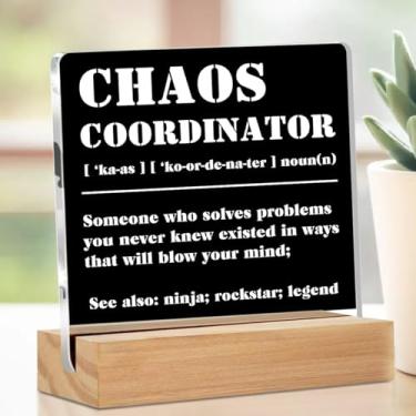 Imagem de Chaos Coordinator Office Acrylic Sign Thank You Employee Appreciation Gifts for Boss Manager Coworker Mentor Clear Desk Decorative Acrylic Sign Office Home Table Decor