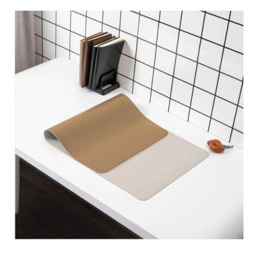 Imagem de Tapete de mesa de couro, tapete de teclado de mesa para laptop de 70 x 30 cm, mouse pad grande usa duas cores em ambos os lados - creme/moca