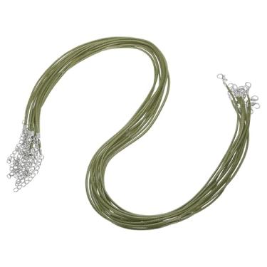 Imagem de 10 unidades de cordão encerado de 61 cm, cordão de colar a granel com fecho de 2 mm, corda de couro encerado para fazer joias, pingente de pulseira faça você mesmo, verde exército