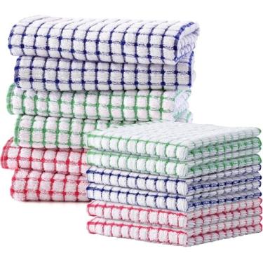 Imagem de Conjunto de 2 toalhas de cozinha e panos de prato 40,6 x 28,7 cm, super macios, absorventes a granel, para secar pratos, limpar as mãos roupas de cozinha multiuso (cores aleatórias)