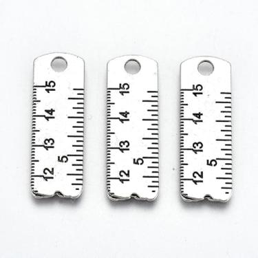 Imagem de 20 pingentes de liga de professor, pingentes de régua de prata antiga para professores de volta às aulas, joias, brincos, pulseiras, colar, artesanato, 29 x 9,5 x 1 mm