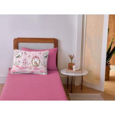Imagem de Jogo de cama lençol 2 Peças Solteiro com Elástico Malha 100% Algodão Toque Macio Fio 30/1 Penteado Estampas Kids Infantil (Rosa)