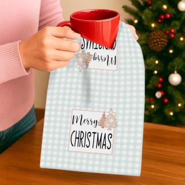 Imagem de Toalhas de cozinha de Natal, 66 x 45 cm, toalha de mão decorativa para banheiro com estampa de Feliz Natal, letra branca