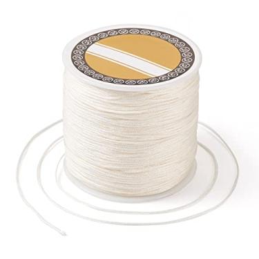 Imagem de Cordão de nylon de 0,8 mm para fabricação de pulseiras chinesas de 109 metros, fio de contas para pulseiras trançadas Kumihimo, colares de macramê artesanal, sino de vento (bege)