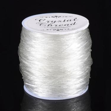 Imagem de 100 m/rolo 0,8 mm fio elástico transparente cordão elástico cordão de cristal cordão de contas para mulheres faça você mesmo, pulseira de miçangas para fazer joias artesanais