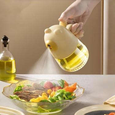 Imagem de Pulverizador de óleo de vidro em forma de urso – Mister sem aerossol de 283 g, 14 cm C × 9 cm L × 8,6 cm A, ferramenta de cozinha ecológica amarela