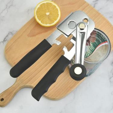 Imagem de Abridor manual de latas - Ferramenta de cozinha de borda lisa com alça ergonômica, abridor manual de tampa de lata de aço inoxidável, para casa e acampamento
