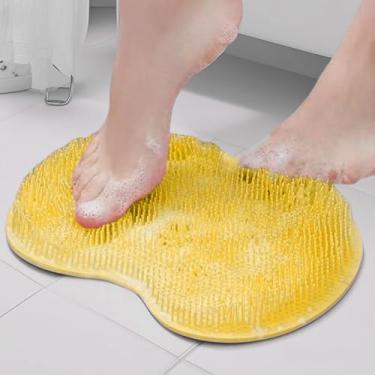 Imagem de Tapete esfoliante para pés de chuveiro com ventosas de silicone, limpador de pés, escova que não dobra para banheiro, chão, spa, massagem, almofada de cuidados com os pés para adultos uso doméstico