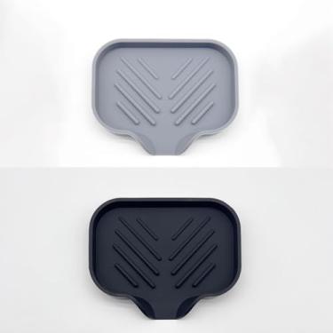 Imagem de Pacote com 2 saboneteiras de silicone com bico de drenagem, suporte de esponja, suporte de sabão em barra de autodrenagem para chuveiro/banheiro/cozinha/banheira, perfeito para dispensador, depurador