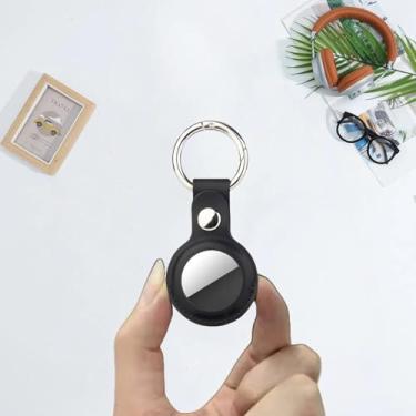 Imagem de Para porta-chaves AirTag – Capa protetora com chaveiro para Apple AirTags, capa antiarranhões durável para chaves, bolsas e mochilas (preto)