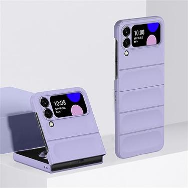 Imagem de Capa dura com sensação de pele para Samsung Galaxy Z Flip 3 4 5 5G Flip4 Flip5 Capa fosca dobrável de proteção lisa, roxa, para Samsung Z Flip5